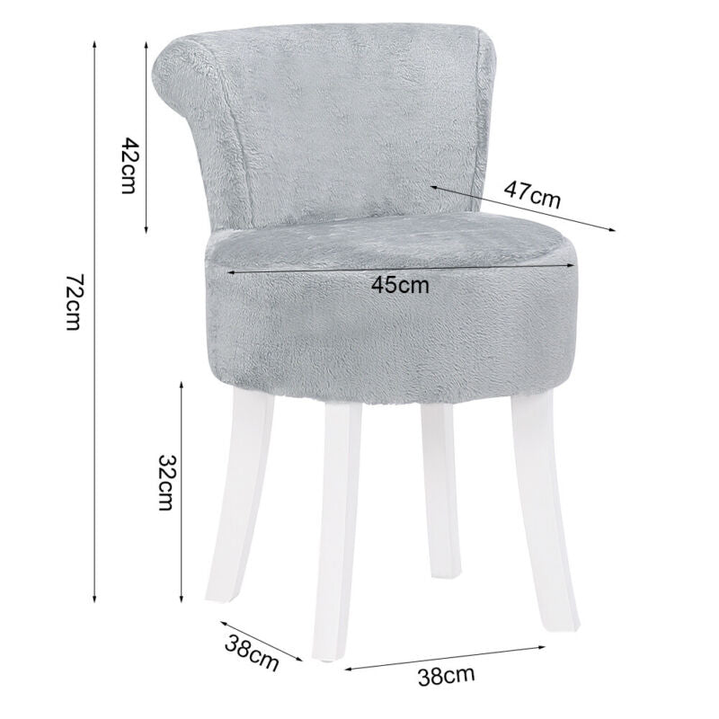 Upholstered Velvet Dressing Table Stool Chair Makeup Padded Bedroom Furniture UK