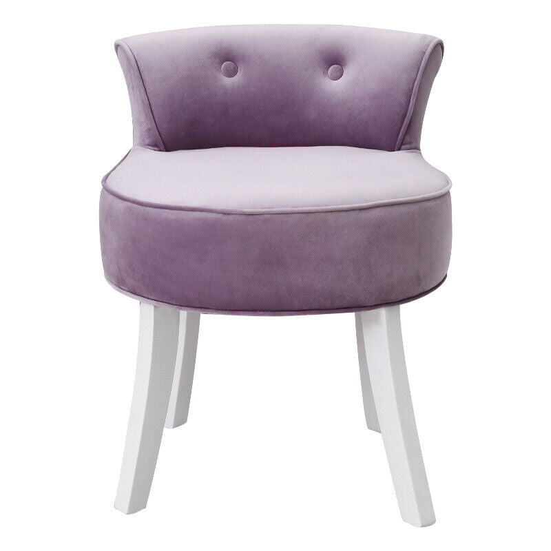 Velvet Makeup Vanity Stool Chair Padded Seat w/ Wooden Legs Dressing Table Stool