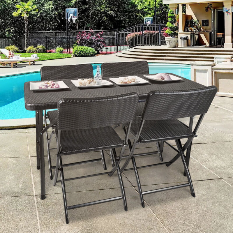 Outdoor Patio Picnic Folding Table Chairs Bench Set Garden Dining Beer Furniture
