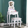 Dressing Table With Drawer Mirror & Stool Set Makeup Desk Vanity Table Bedroom