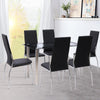 Kitchen Dining Table Chairs Modern Leisure Black Glass Unit Bar Metal Legs BPZH9