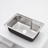 Modern Kitchen Square Stainless Steel Sink Inset Single Bowl +Drainer Waste Pipe