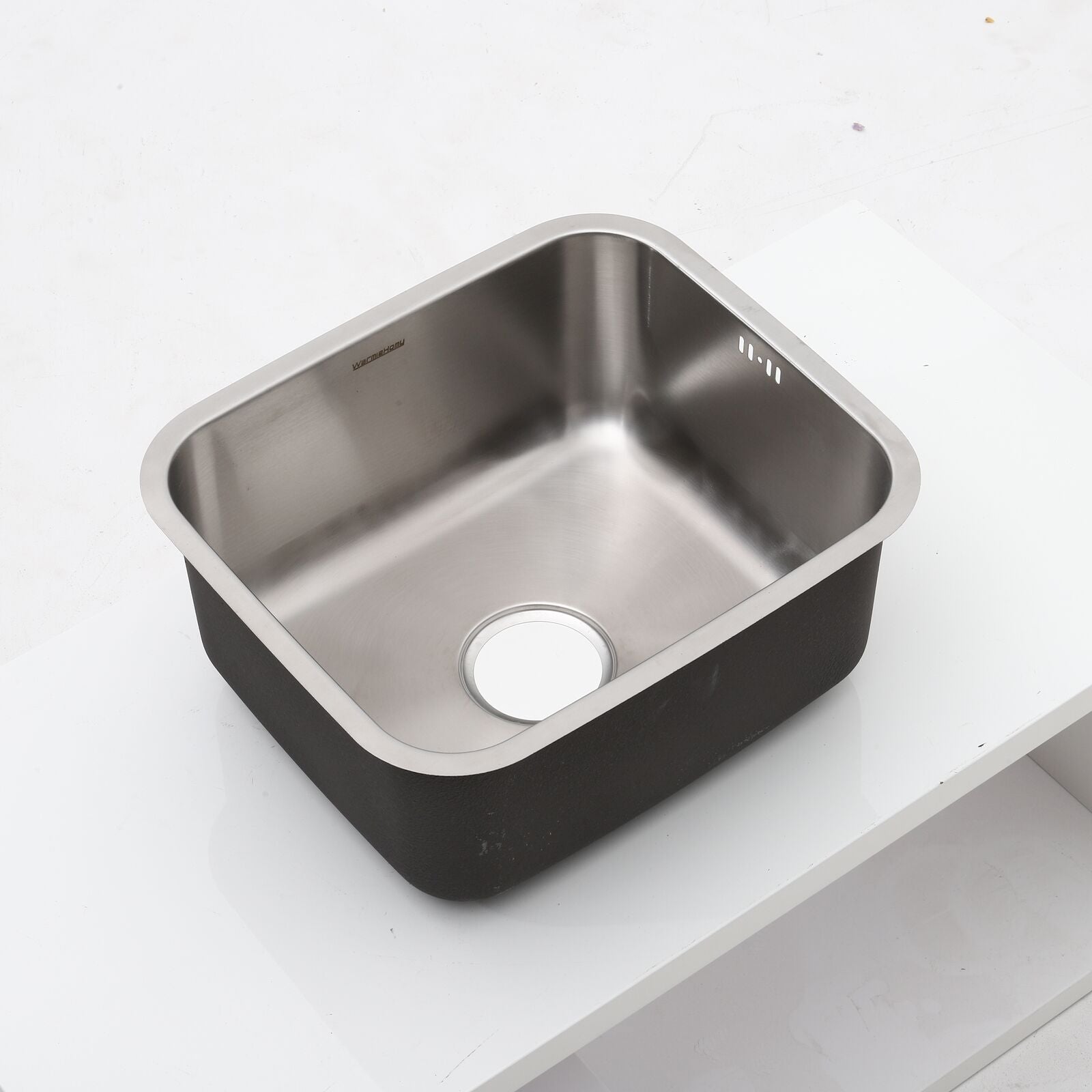 Modern Kitchen Square Stainless Steel Sink Inset Single Bowl +Drainer Waste Pipe