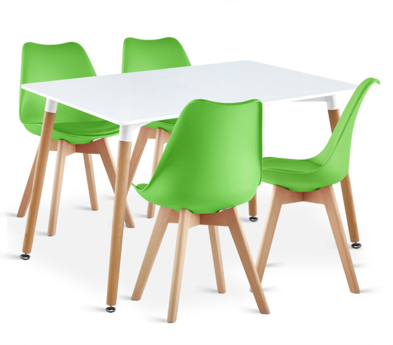 Dining Table and Chairs 4 Set Wooden legs Retro Dining Room Chair Grey Kitchen