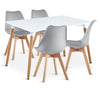 Dining Table and Chairs 4 Set Wooden legs Retro Dining Room Chair Grey Kitchen