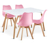 Dining Table and Chairs 4 Set Wooden legs Retro Dining Room Chair Grey Kitchen