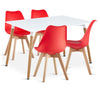 Dining Table and Chairs 4 Set Wooden legs Retro Dining Room Chair Grey Kitchen