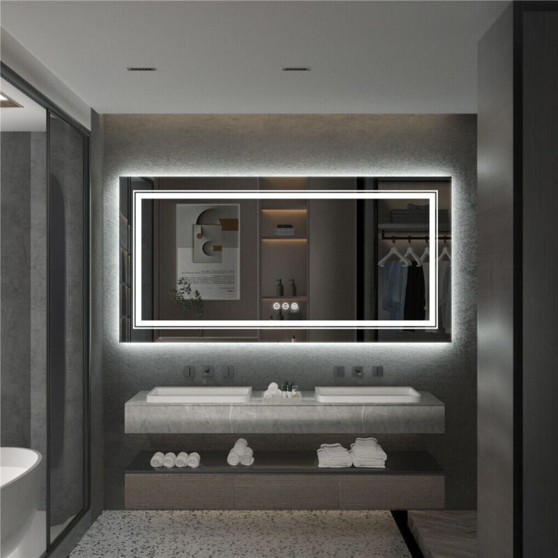 XXL Large Fogless LED Bathroom Mirror Dual Hanging Makeup Vanity Mirror Series