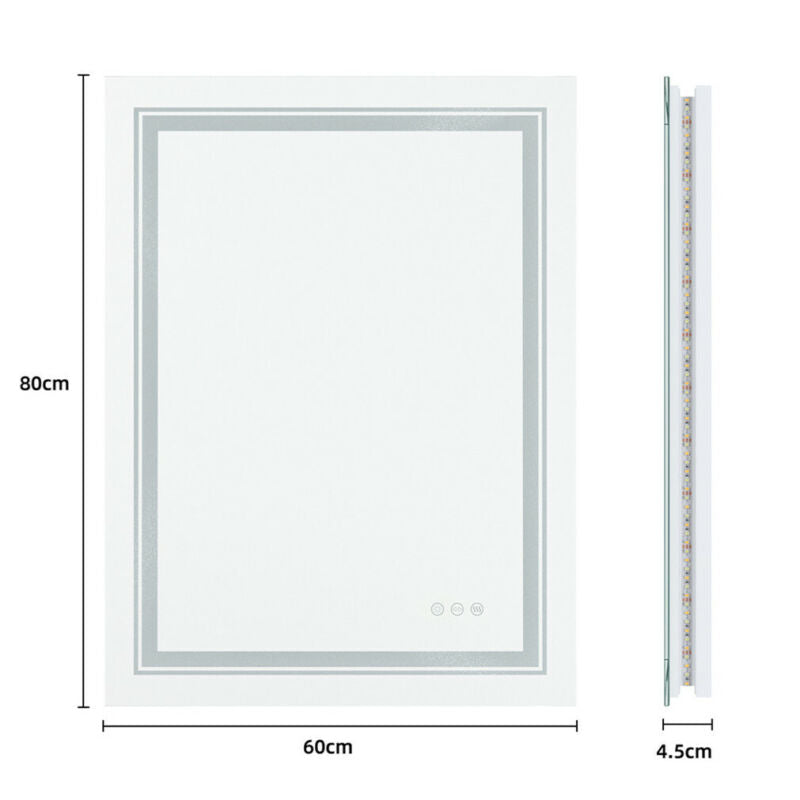 Elegant Bathroom Mirror Dual Light LED Wall lighted Mirror Vertically Horizontal