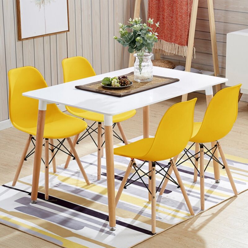 Dining Table and Chairs 4 6 Set Wooden legs Retro dining Room Chair Grey Kitchen