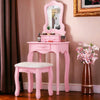 Dressing Table With Drawer Mirror & Stool Set Makeup Desk Vanity Table Bedroom