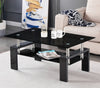 Rectangle Glass Coffee Table With Storage Shelf Modern Living Room Furniture