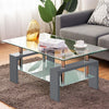 Glass Coffee Table With Storage Modern Living Room Furniture Tea Coffee Table