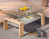 Rectangle Glass Coffee Table With Storage Shelf Modern Living Room Furniture