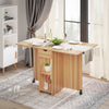 Mobile Folding Dining Table Drop Leaf Table with 1 Drawer 2 Open Storage Shelves