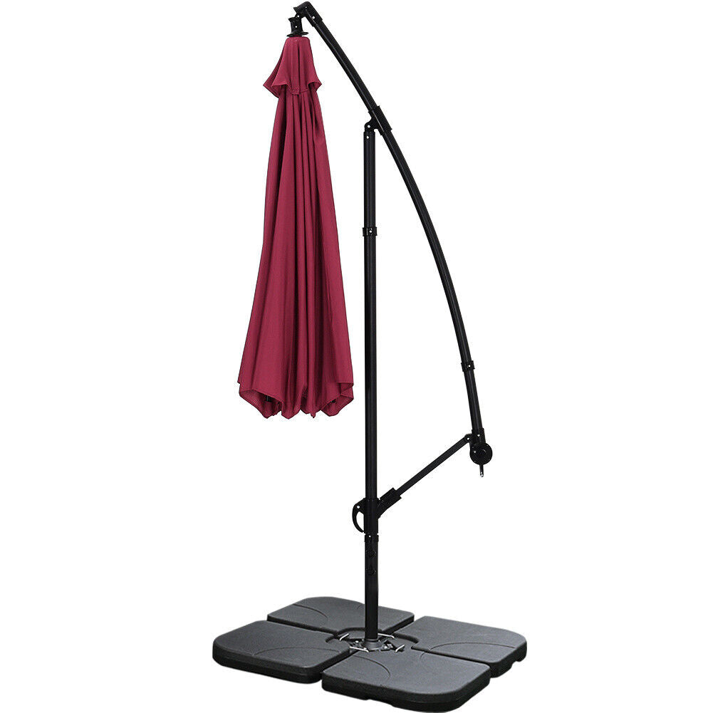 3M Garden Parasol Outdoor Sun Shade Hanging Banana Umbrella Cantilever with Base