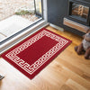 Machine Washable Non Slip Greek Key Kitchen & Hall Runners Rugs Mats Black Grey