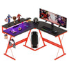 50" L Shaped Gaming Computer Desk with LED Rivisible Student Writing Table