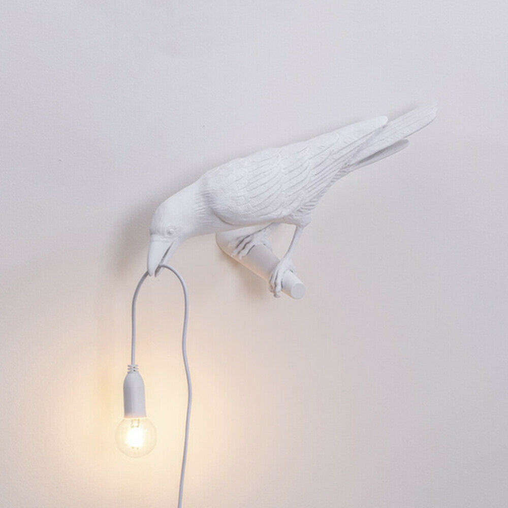 Lucky Bird Table Lamps Resin Crow Desk Lamp Bedroom Wall Sconce Light & UK PLUG