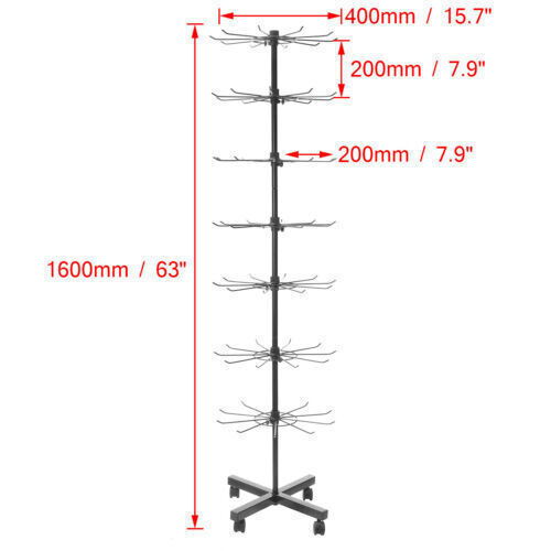 7-Tier Rotating Shop Display Rack Cap Jewelry Holder/10-Hook Hat Display Rack
