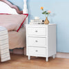 Bedside Table Nightstand of 3 Drawers Large End Table Bedroom Cabinet White