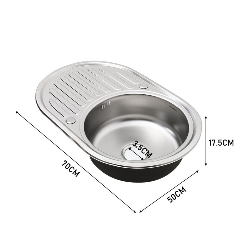 Modern Catering Kitchen Inset Sink Stainless Steel Laundry Topmount Square/Round