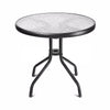 Outdoor Dining Table Garden Patio Bistro Cafe Tempered Glass Top Table Metal Leg