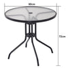 Outdoor Dining Table Garden Patio Bistro Cafe Tempered Glass Top Table Metal Leg