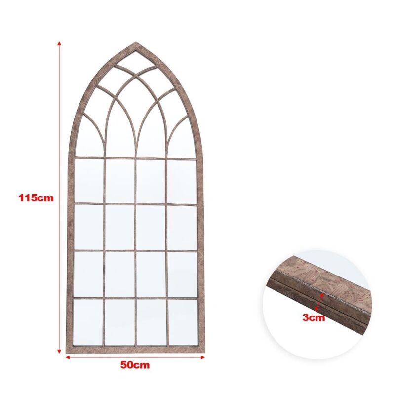 Window Style Arch Wall Hanging Mirrors Glass Panel Vintage Hallway Home 115*50cm