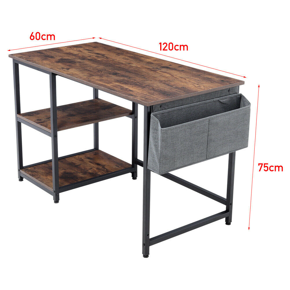PC Computer Desk Writing Study Table Office Home Workstation Dark +Storage Shelf