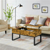 Split Lift-top Coffee Table with Storage Side Drawer&Metal Legs for Living Room