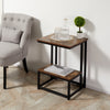 Side Table Doule Layer End Table Modern Coffee Table w/ Steel Frame