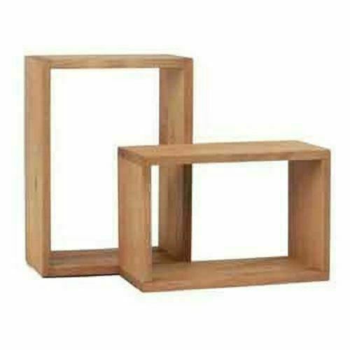 WOODEN WALL FLOATING CUBE BOX SHELF SHELVES UNIT DISPLAY WALLS STORAGE SHELF