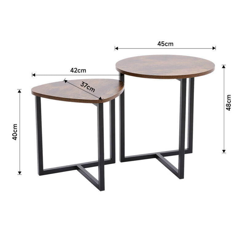 Nesting Coffee Table Set of 2 3 End Table Stacking Side Table Wood/Marble Effect