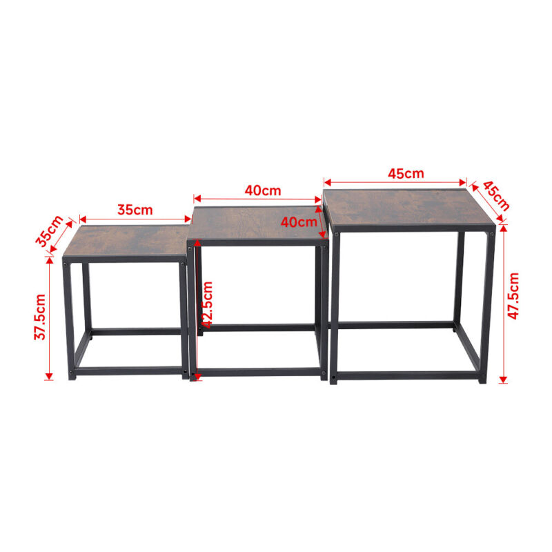 Nesting Coffee Table Set of 2 3 End Table Stacking Side Table Wood/Marble Effect