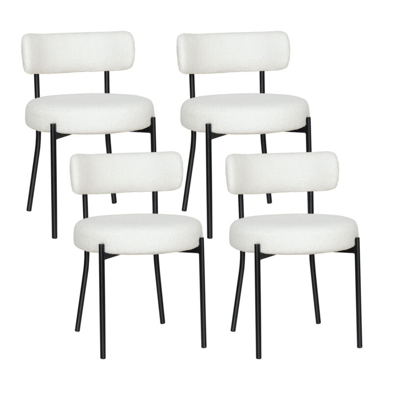 Modern Dining Chair Set Upholstered Kitchen Chairs TeddyFleece Velvet White Soft