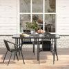Tempered Glass Top Table Garden Dining Table Outdoor Patio Bistro Umbrella Hole