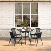 Tempered Glass Top Table Garden Dining Table Outdoor Patio Bistro Umbrella Hole