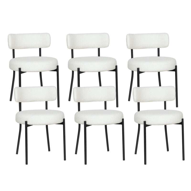 Modern Dining Chair Set Upholstered Kitchen Chairs TeddyFleece Velvet White Soft