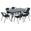 Tempered Glass Top Table Garden Dining Table Outdoor Patio Bistro Umbrella Hole