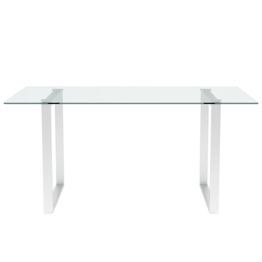 Rectangular Clear Tempered Glass Dining Table Metal Legs Dining Room Kitchen