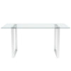 Rectangular Clear Tempered Glass Dining Table Metal Legs Dining Room Kitchen
