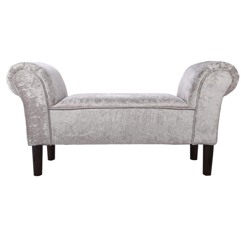 Crushed Velvet Fabric/Linen Bench Bed End Seat Chair Window Sofa Side Ottoman