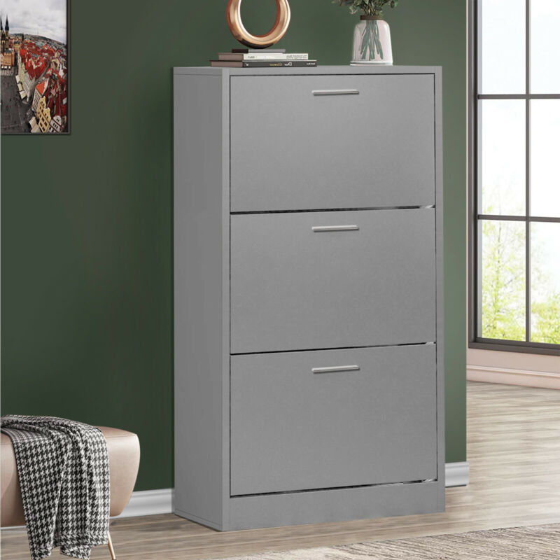 3 Drawer Shoe Cabinet Storage Cupboard Unit Shoe Rack Wooden Stand Organiser