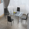 4/6/8Seater Faux Leather Dining Chair SquareBase Tempered Glass Dining Table Set