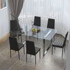 4/6/8Seater Faux Leather Dining Chair SquareBase Tempered Glass Dining Table Set