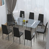 4/6/8Seater Faux Leather Dining Chair SquareBase Tempered Glass Dining Table Set