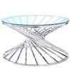 Living Room Coffee Table 80cm Round Tempered Glass Top & Stainless Steel Leg