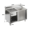 Stainless Steel Commercial Kitchen Sink Single/Double Bowl Storage Cupboard