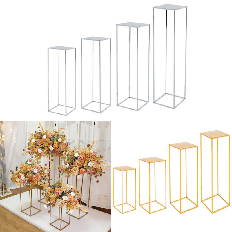 Metal Flower Rack Wedding Party Art Geometric Column Vases Stand Top Props Decor